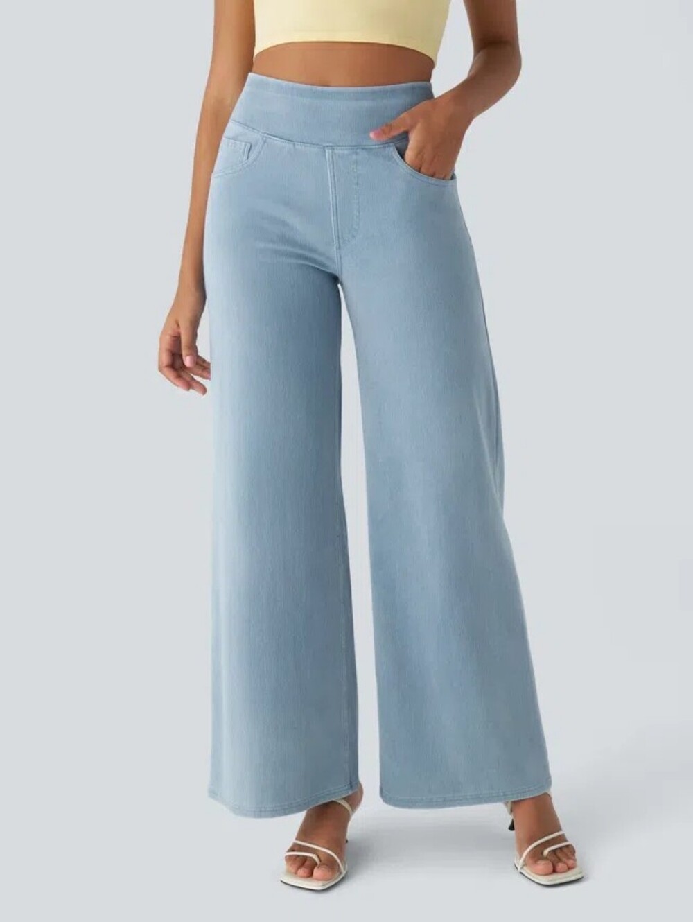 ❄️3/$30 HALARA Flex™ High Waisted Pockets Wide Leg Loose Work Jeans